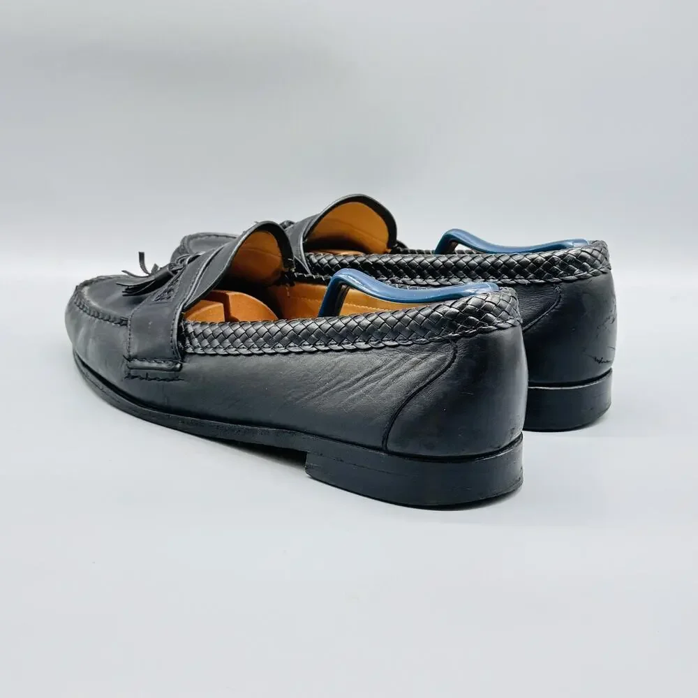 Allen Edmonds Shoes Mens 12 Black Leather Maxfield Kiltie Tassel Loafers Braided